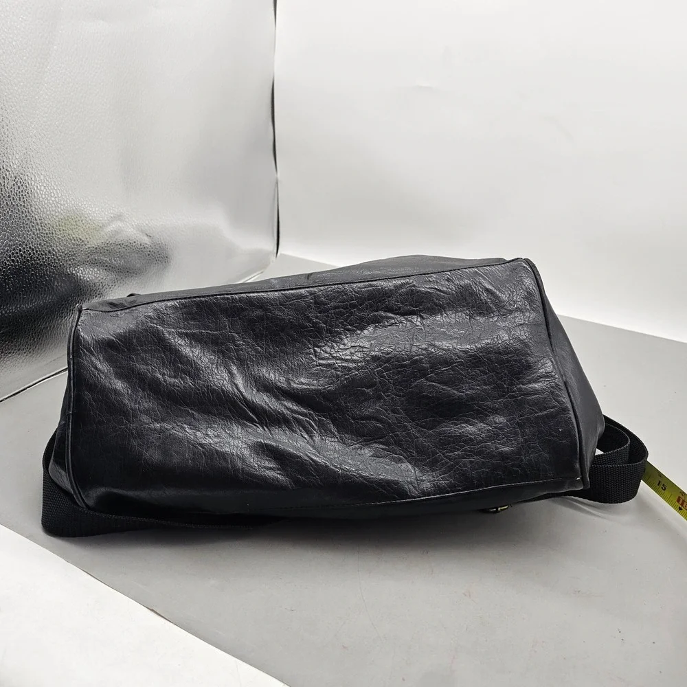 JR Bentley Co Vintage Black Faux Leather Duffel Bag Travel Weekend Carry On K13